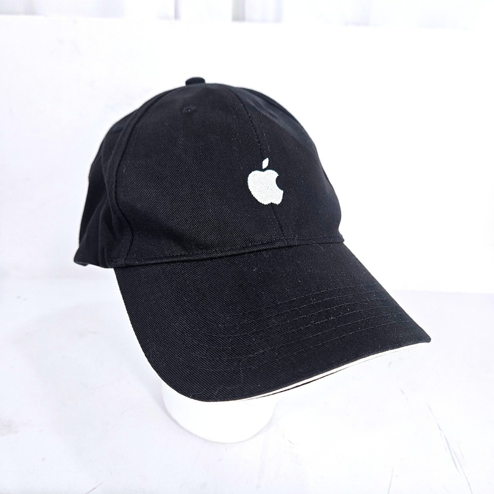 Apple Logo Black White Trim Cap Quake City Caps One Size wag Dad Hat Merch‎ Soft